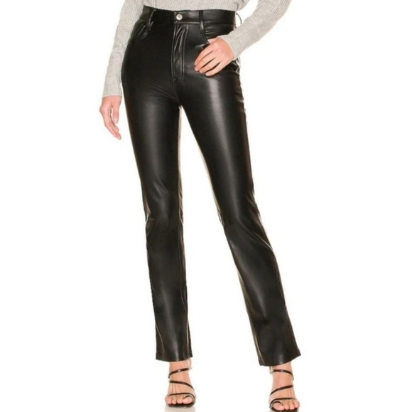 7 For All Mankind Pants - 7 For All Mankind Faux Leather Straight Leg Pants, Size 31, Color Black